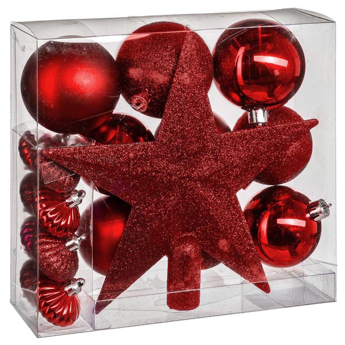 Set 18 Adornos Navide&ntilde;os Rojos