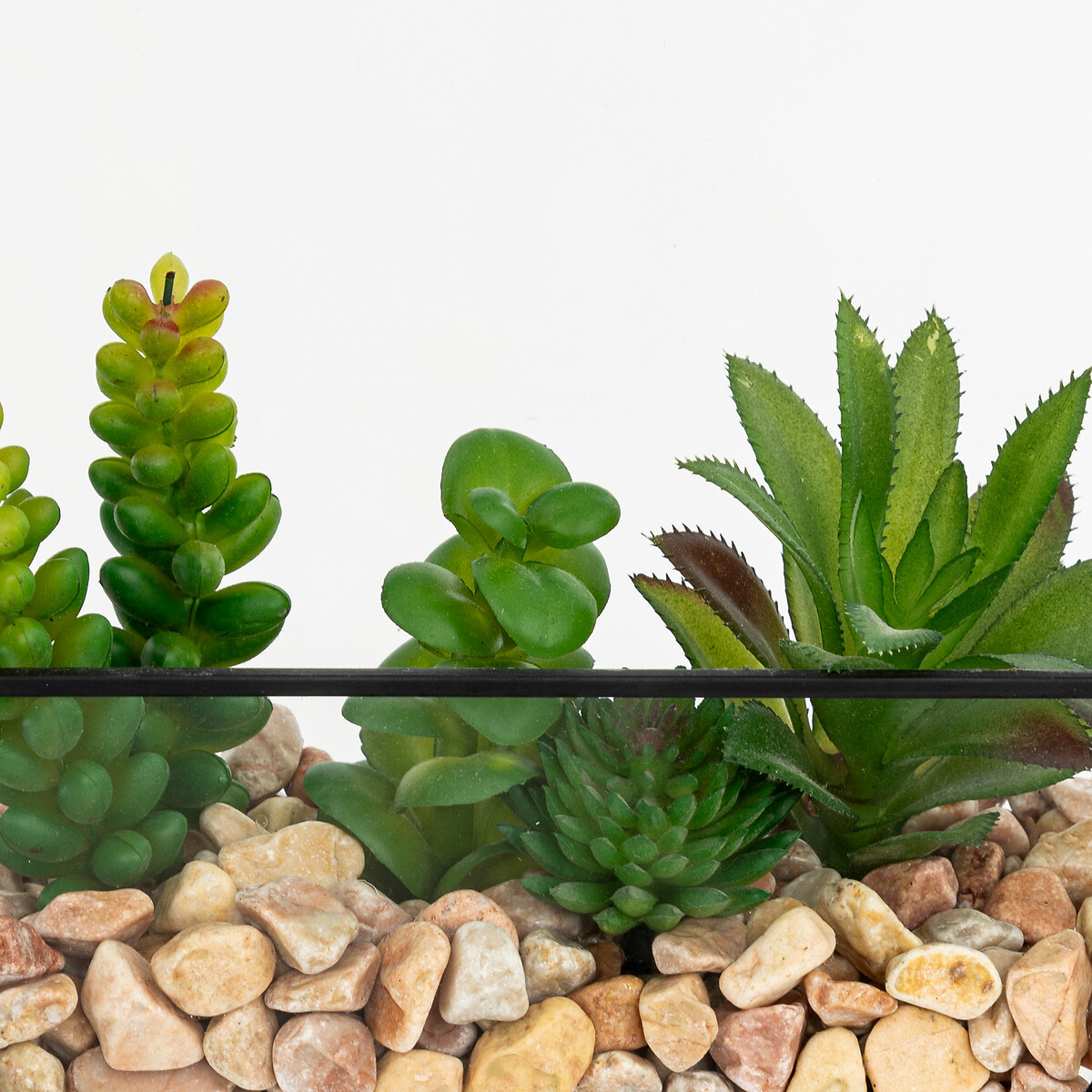 Terrario de metal negro c/plantas artificiales PIA