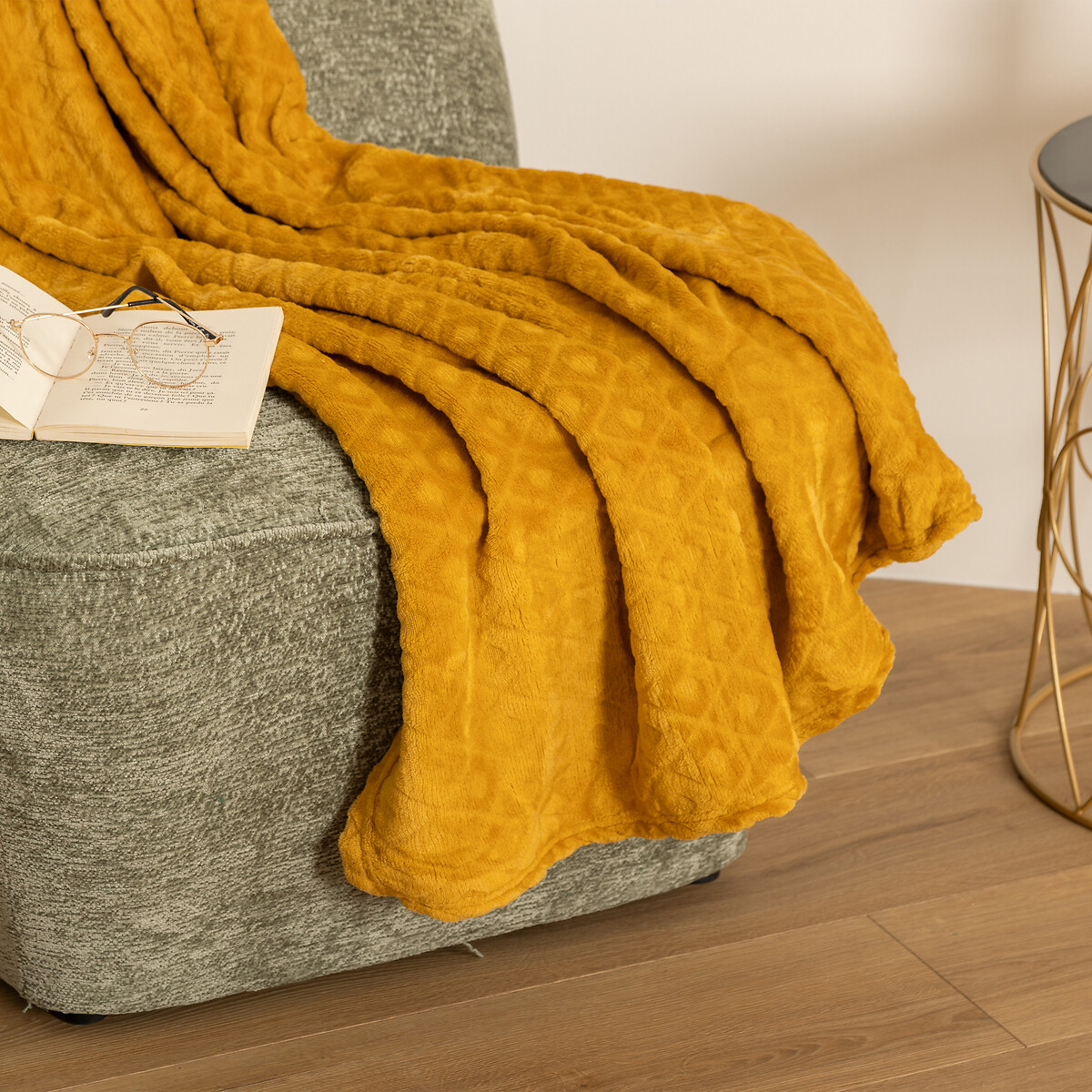 Manta Rombos 3D Ocre 125x150Cm