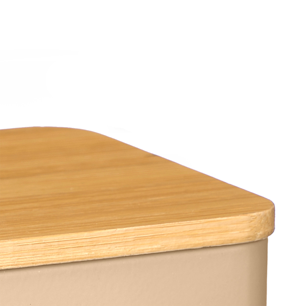 Lata para caf&eacute; beige con tapa de bamb&uacute;