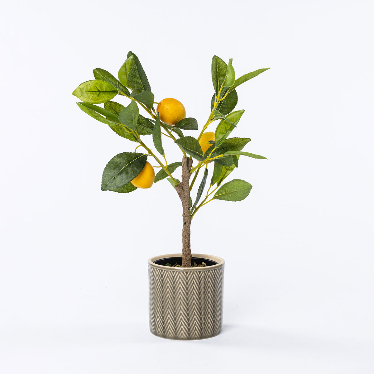 Vaso De Cer&acirc;mica Zig Zag Verde Seco 11cm