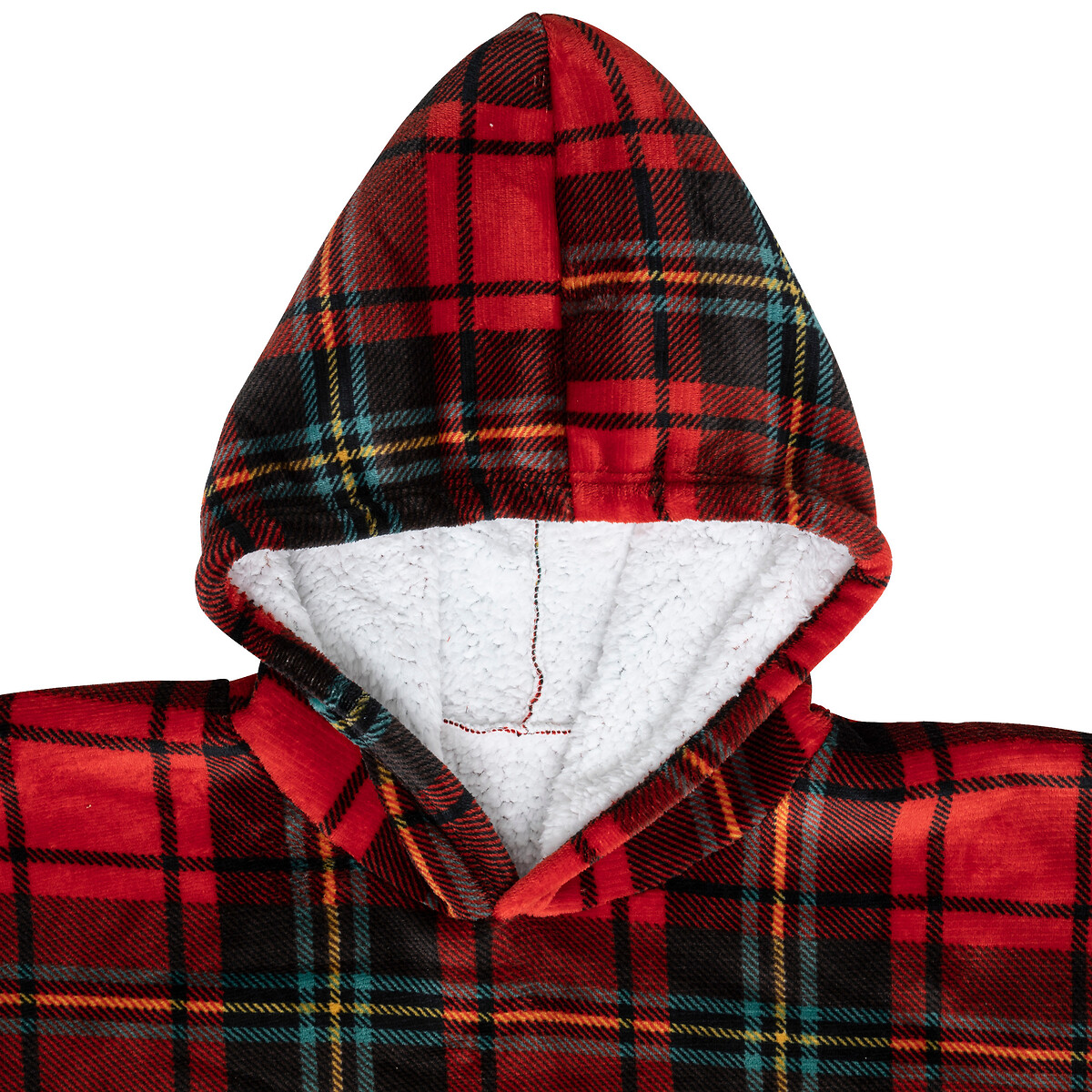Manta Camisola Com Capuz Tartan Vermelho
