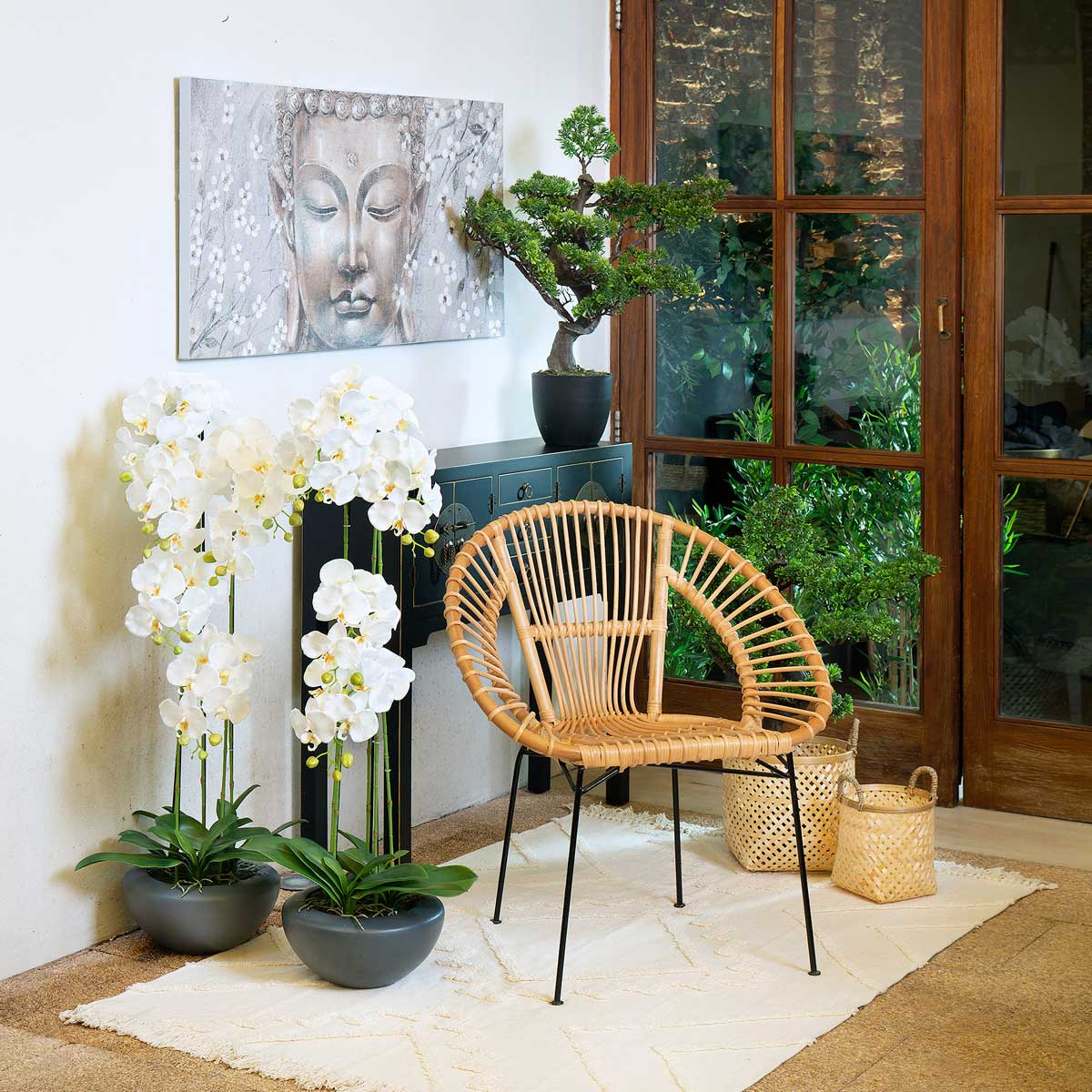 Silla KEKO natural de ratán y metal