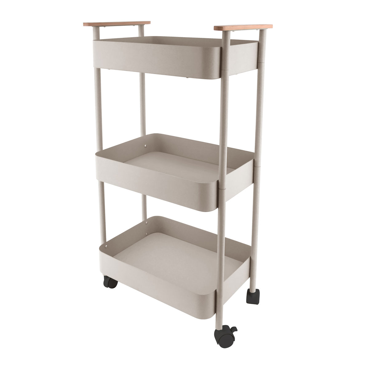 Carrito auxiliar beige con 3 bandejas