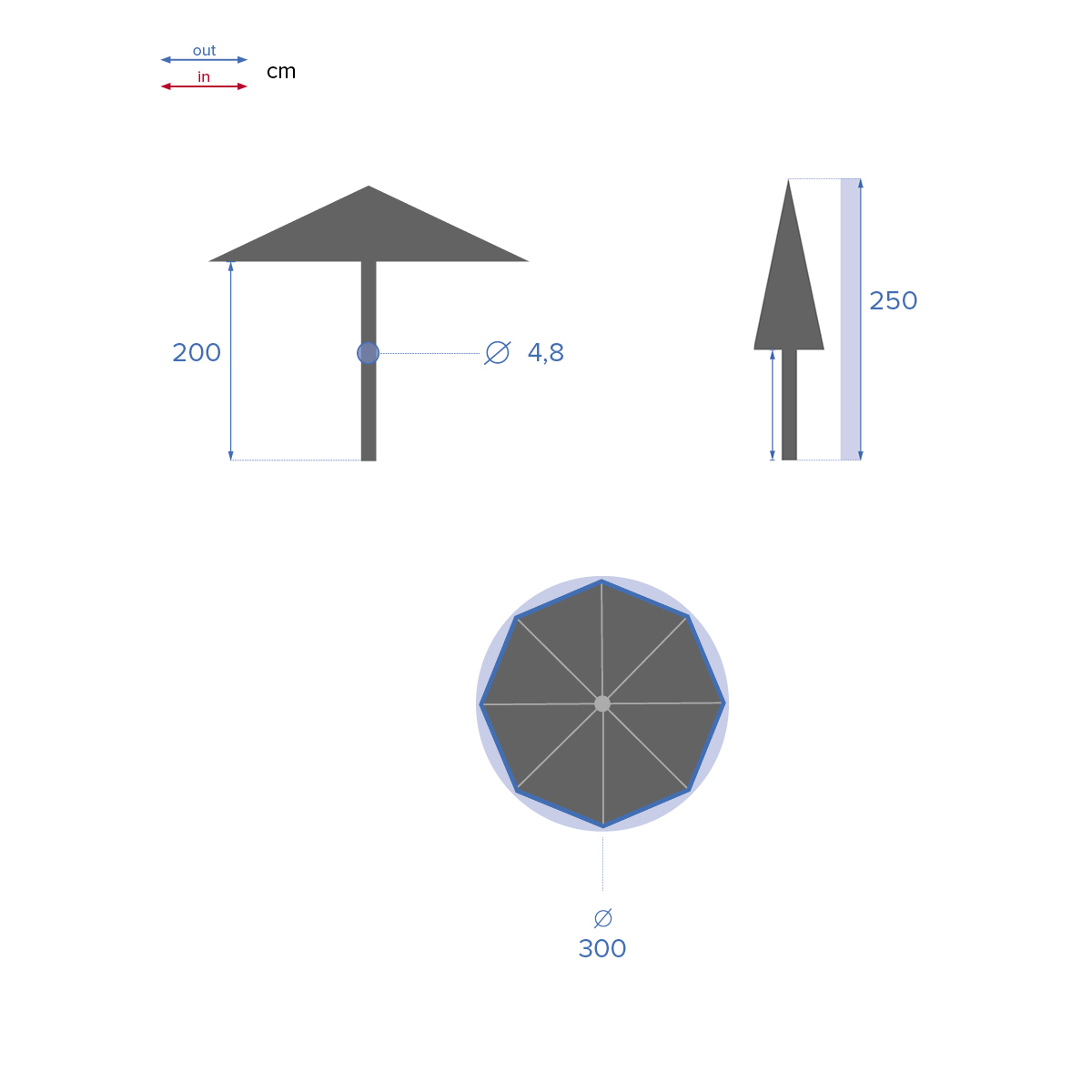 Parasol LOOMPA gris pardo 3m