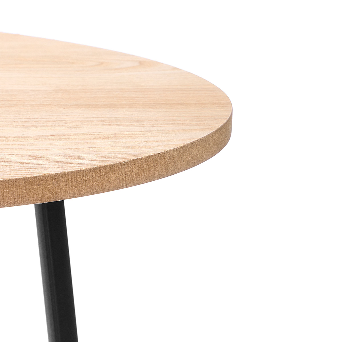 Mesa auxiliar beige de madera y metal D40cm