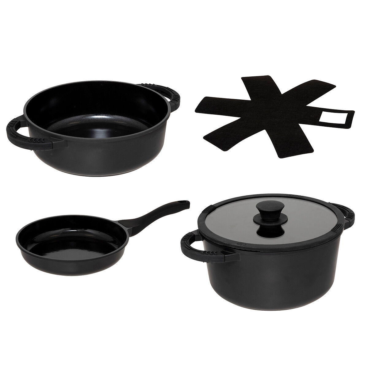 Bater&iacute;a de cocina 3 piezas negro 24cm