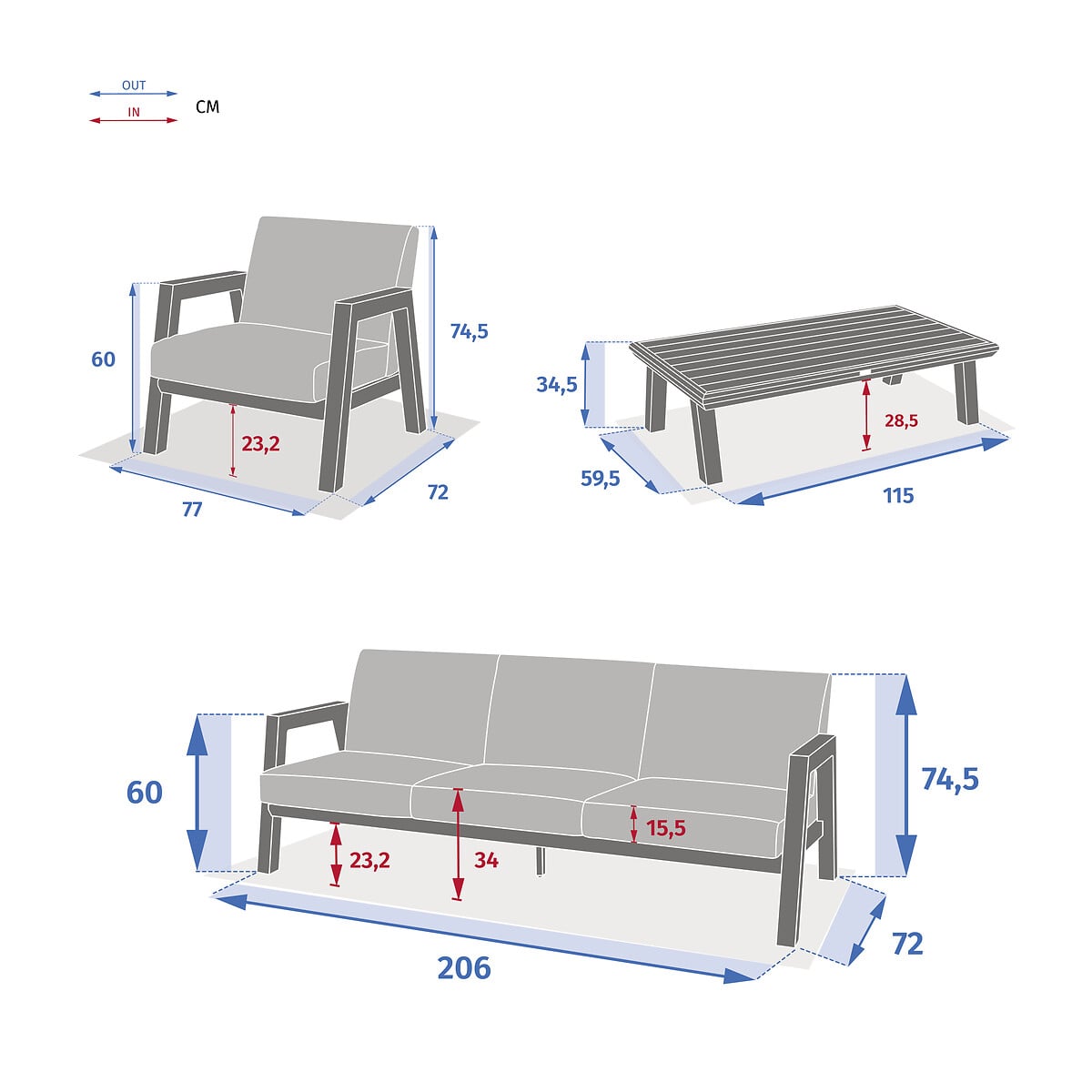 Juego de jard&iacute;n AXIOME pralin&eacute; beige 5 plazas