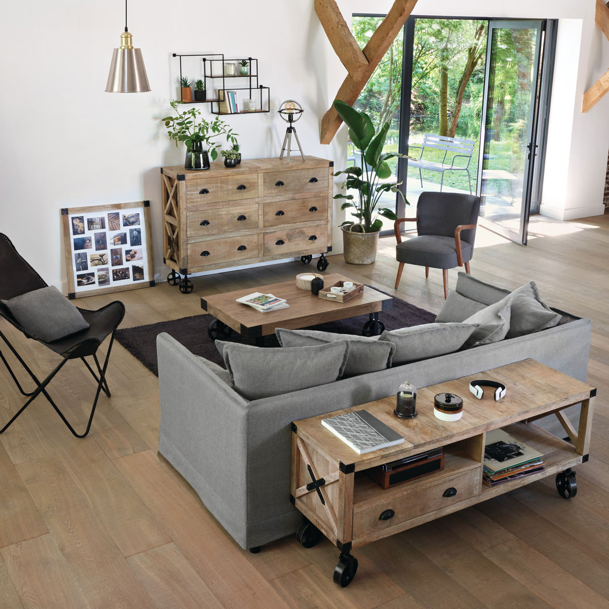 Aparador Silas Marrón De Madera Con 6 Cajones