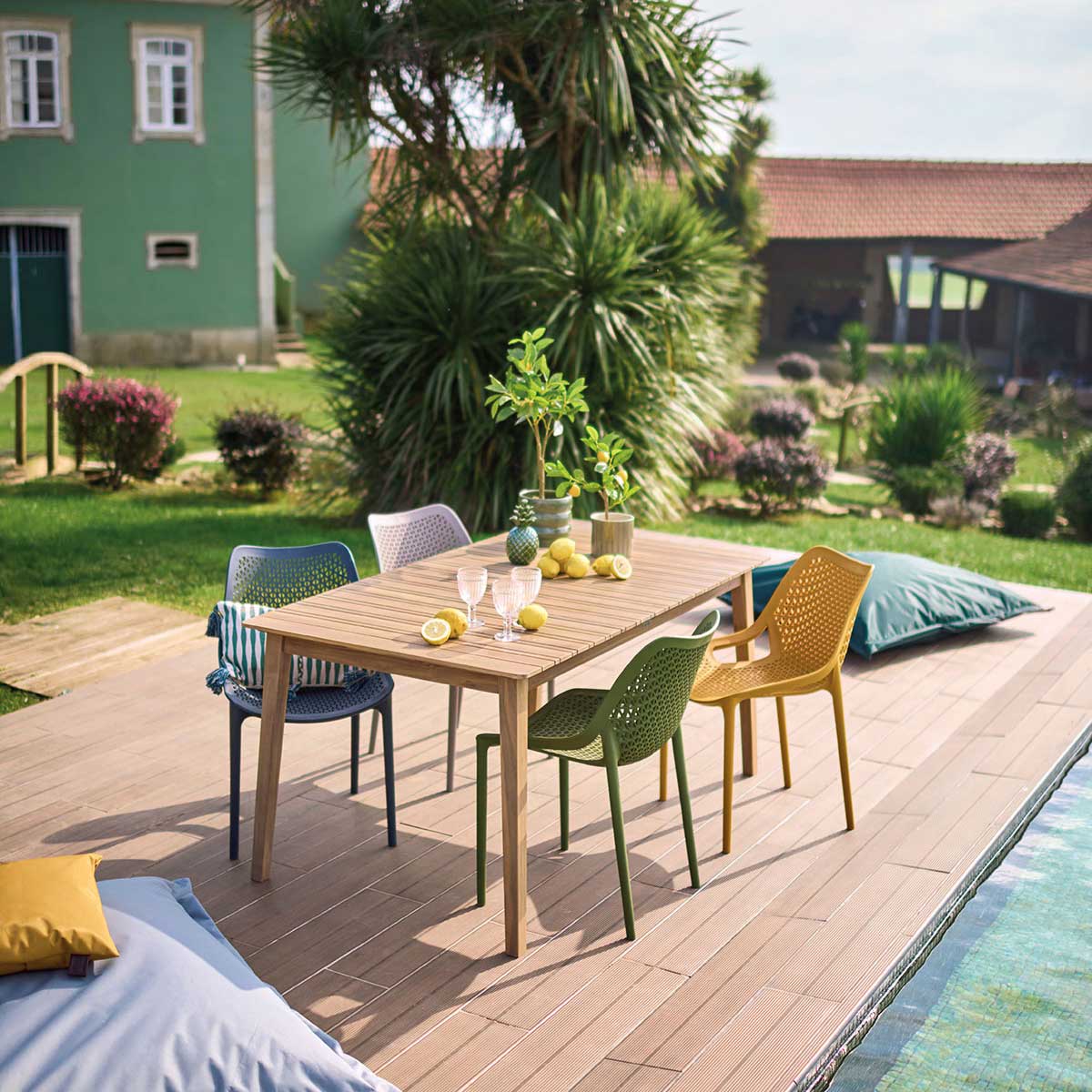 Cojín de suelo impermeable verde oliva 130cm