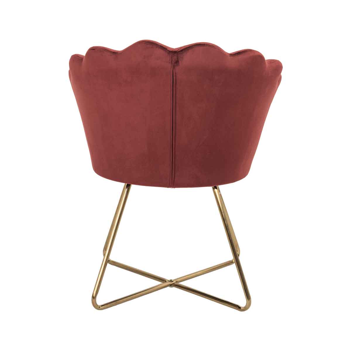 Butaca BLOOM terciopelo burdeos con patas doradas
