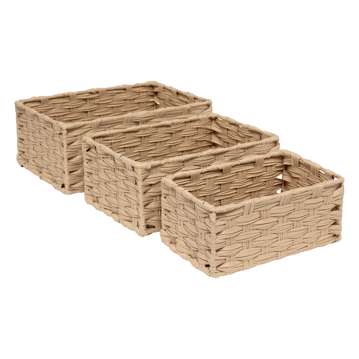 Conjunto de 3 cestas altas TRESSE beige