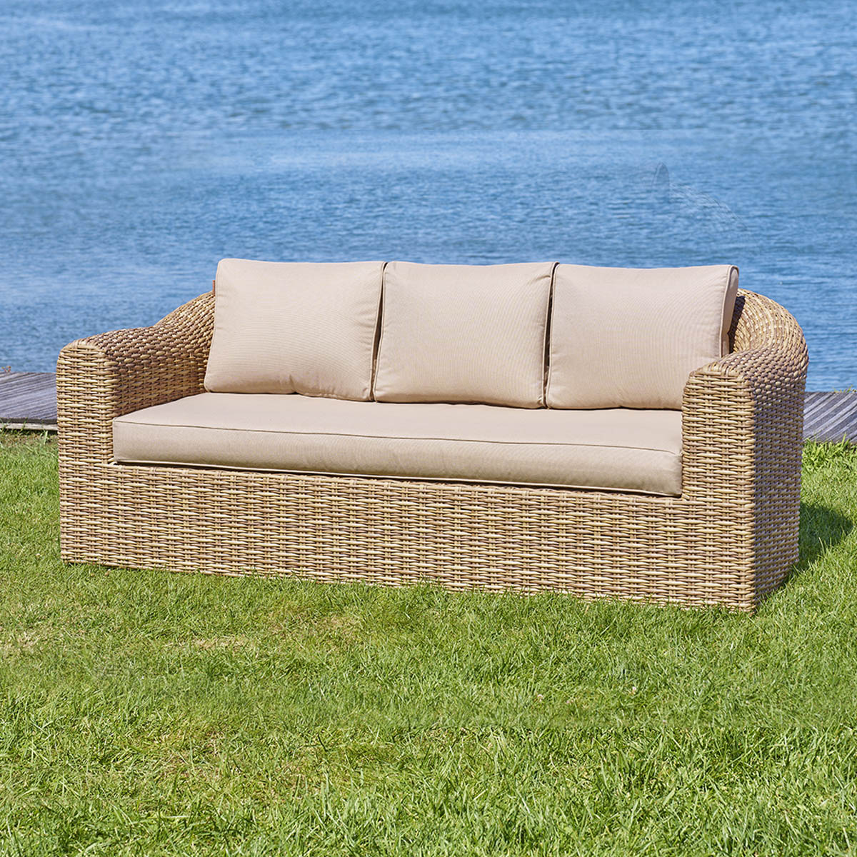 Sofá MOORÉA savana de ratán sintético 3 plazas