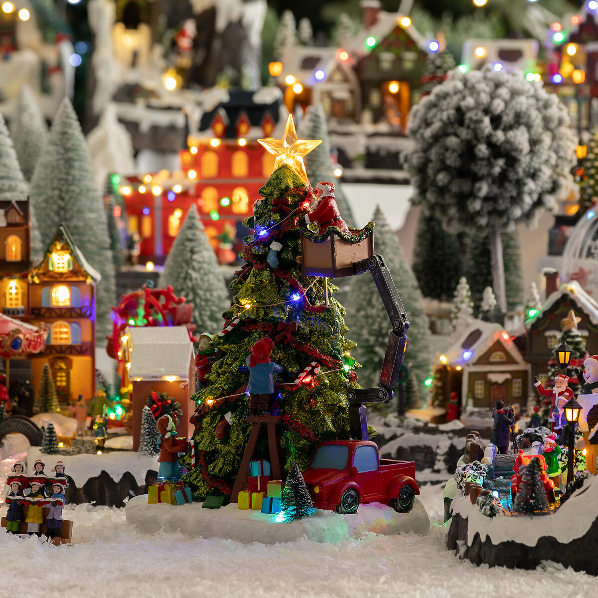 Pueblo &aacute;rbol de Navidad con Pap&aacute; Noel con lu/mo/mu