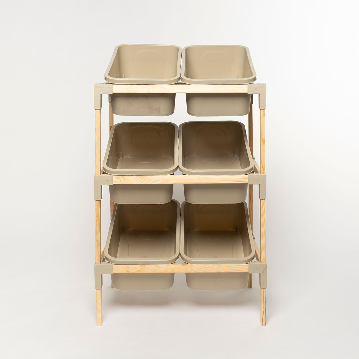 Estantería con 6 organizadores beige