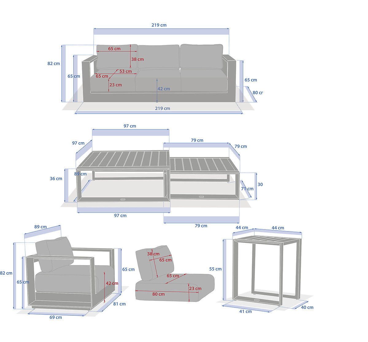 Juego de jard&iacute;n ALLURE gris oscuro