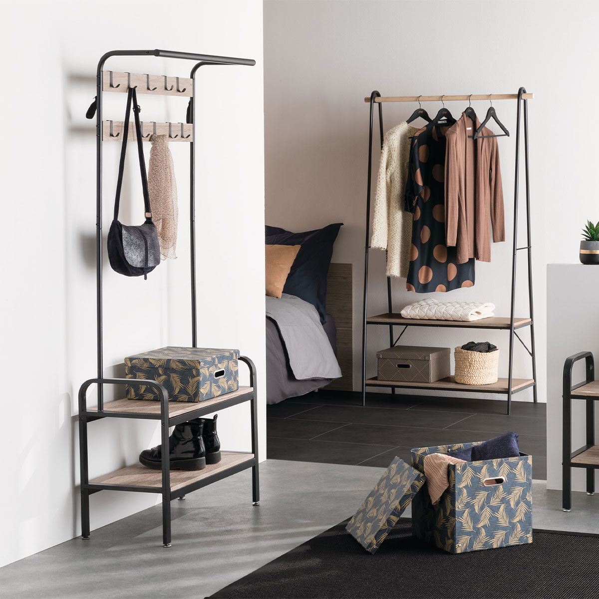 Perchero con zapatero JANO 165cm