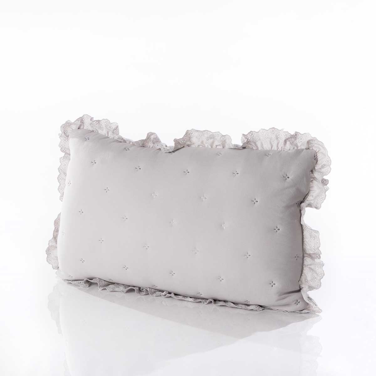 Cojín AMALFI gris con encaje 45x60cm