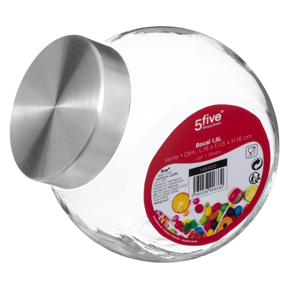 Frasco De Vidrio C/Tapa Inox 1.5L 