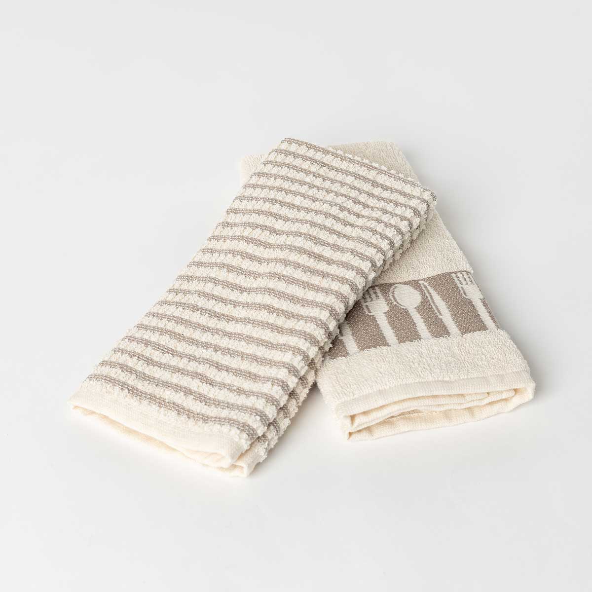 Juego 2 paños de cocina BIO blanco algodón 50x50Cm