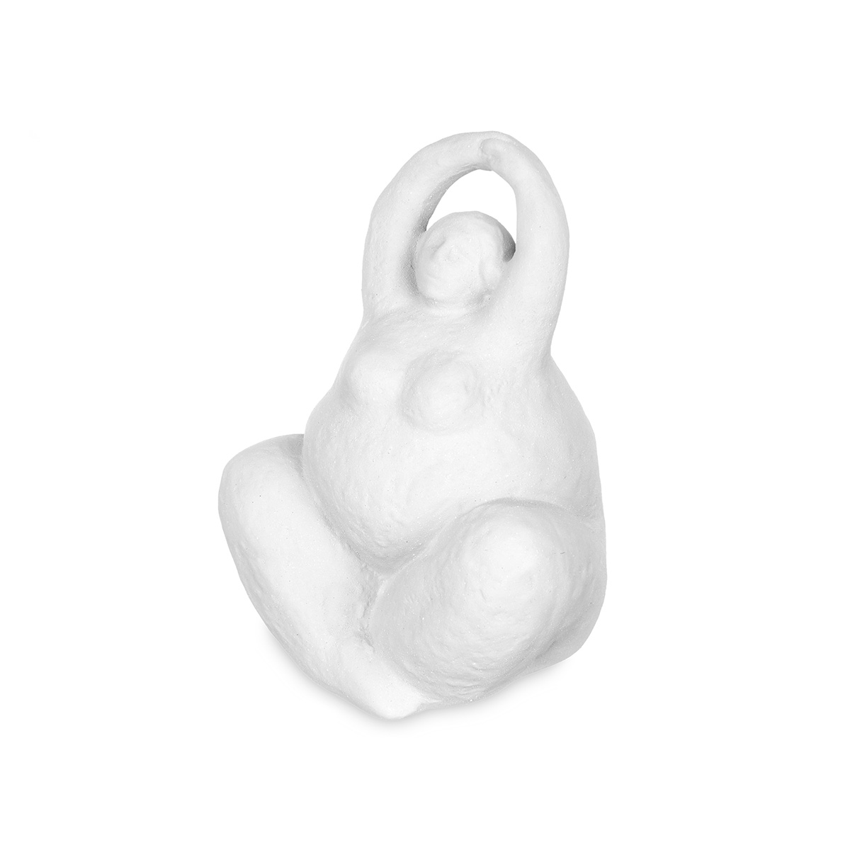 Figura estatua de mujer yoga de cer&aacute;mica blanca