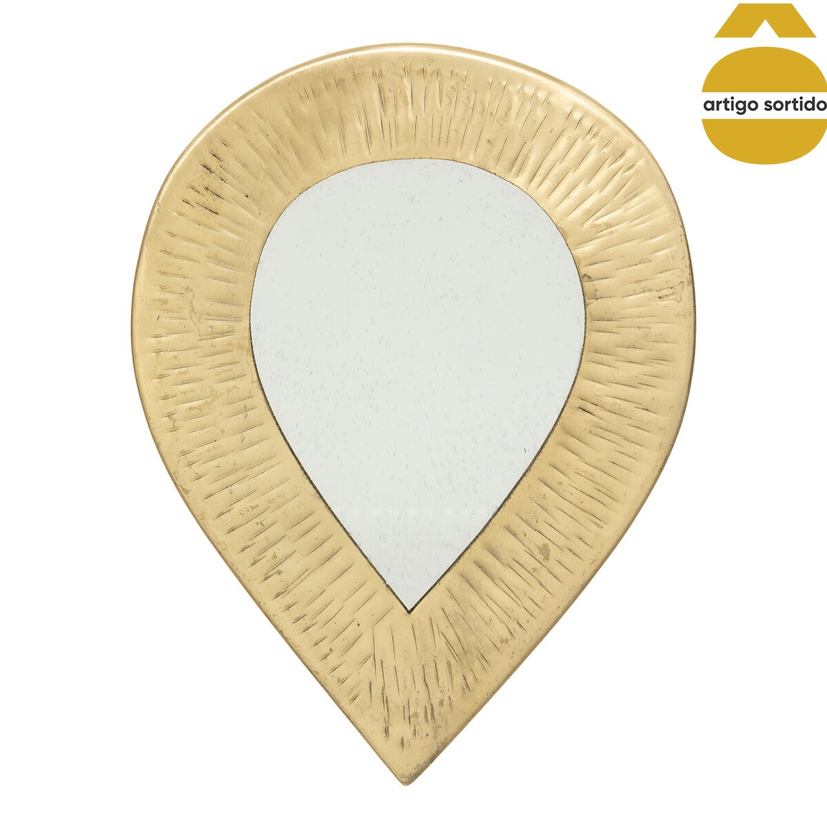 Espelho De Parede Romy Dourado Em Metal Martelado 18cm