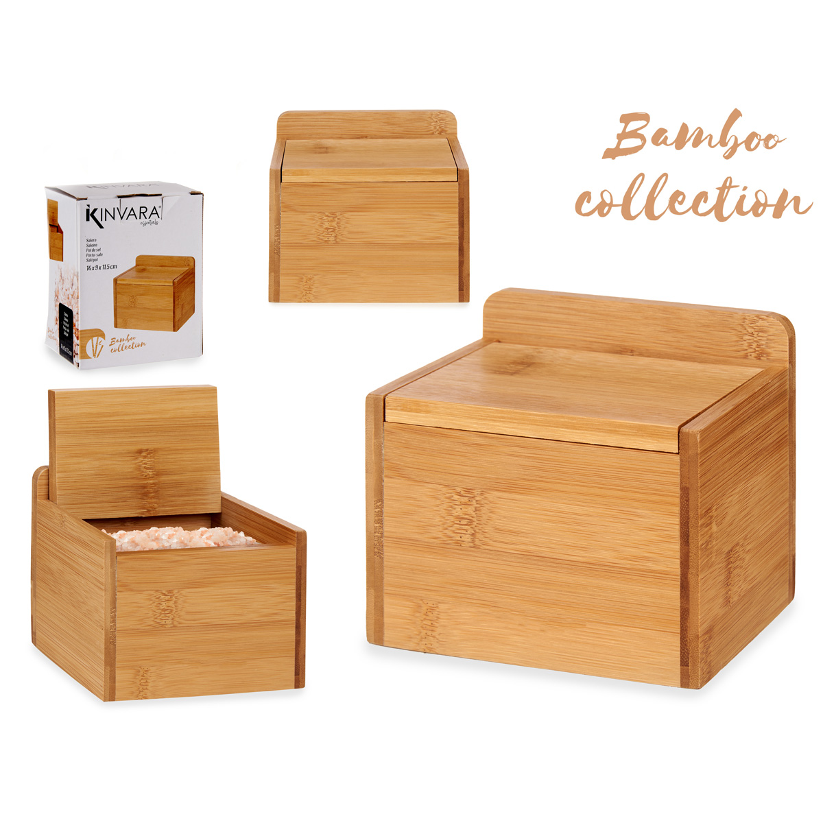 Salero De Bambú Con Tapa 14X9X11Cm
