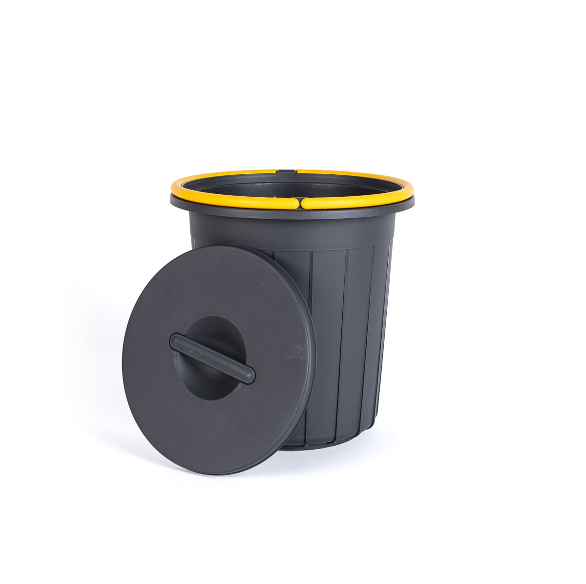 Cubo reciclaje negro con asa amarilla 25L