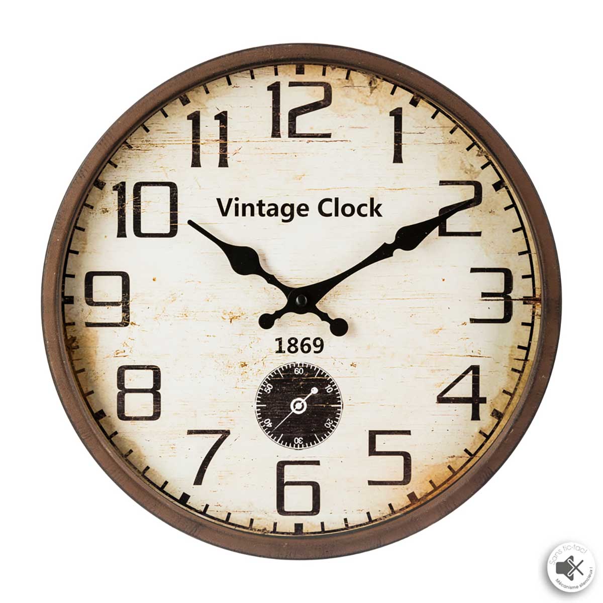 Rel&oacute;gio De Parede Vintage Castanho  Em Metal