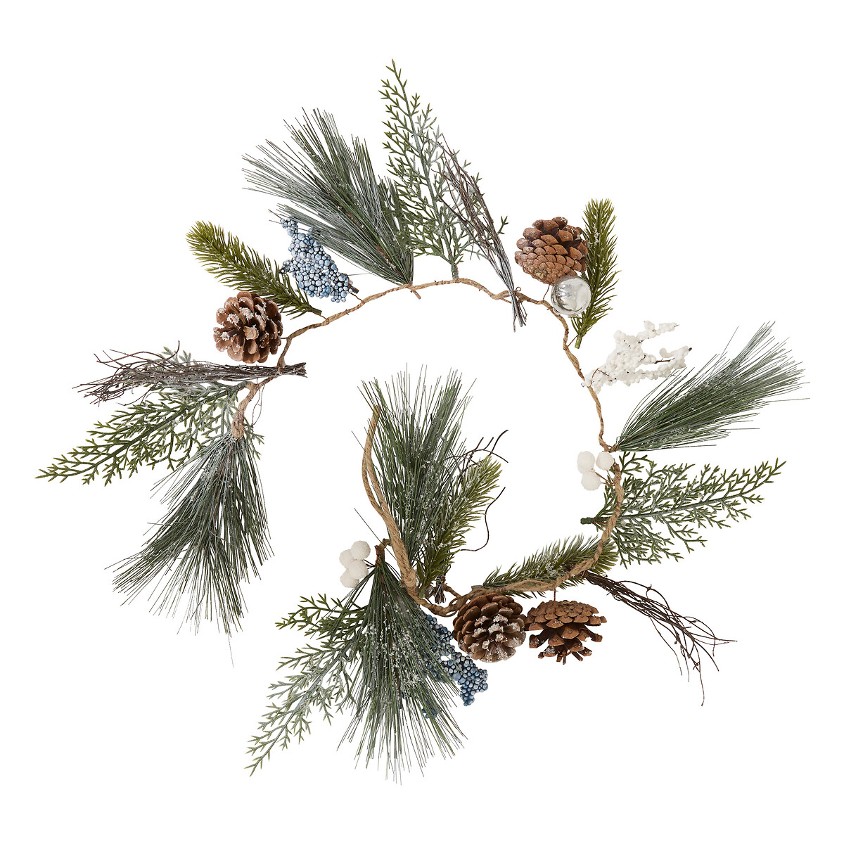 Guirnalda con hojas y pi&ntilde;as verde 