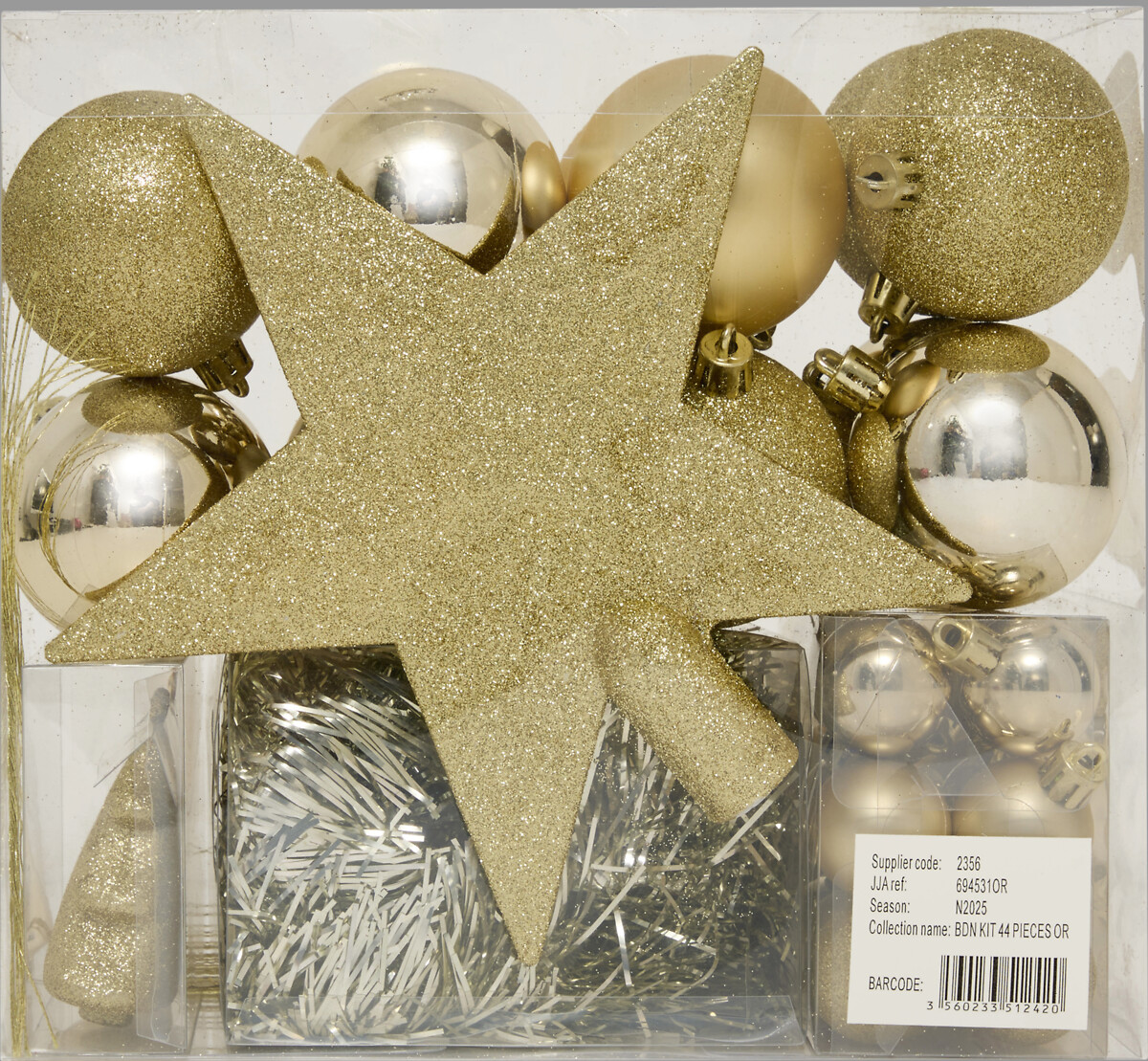 Set de 44 piezas para decoraci&oacute;n doradas 