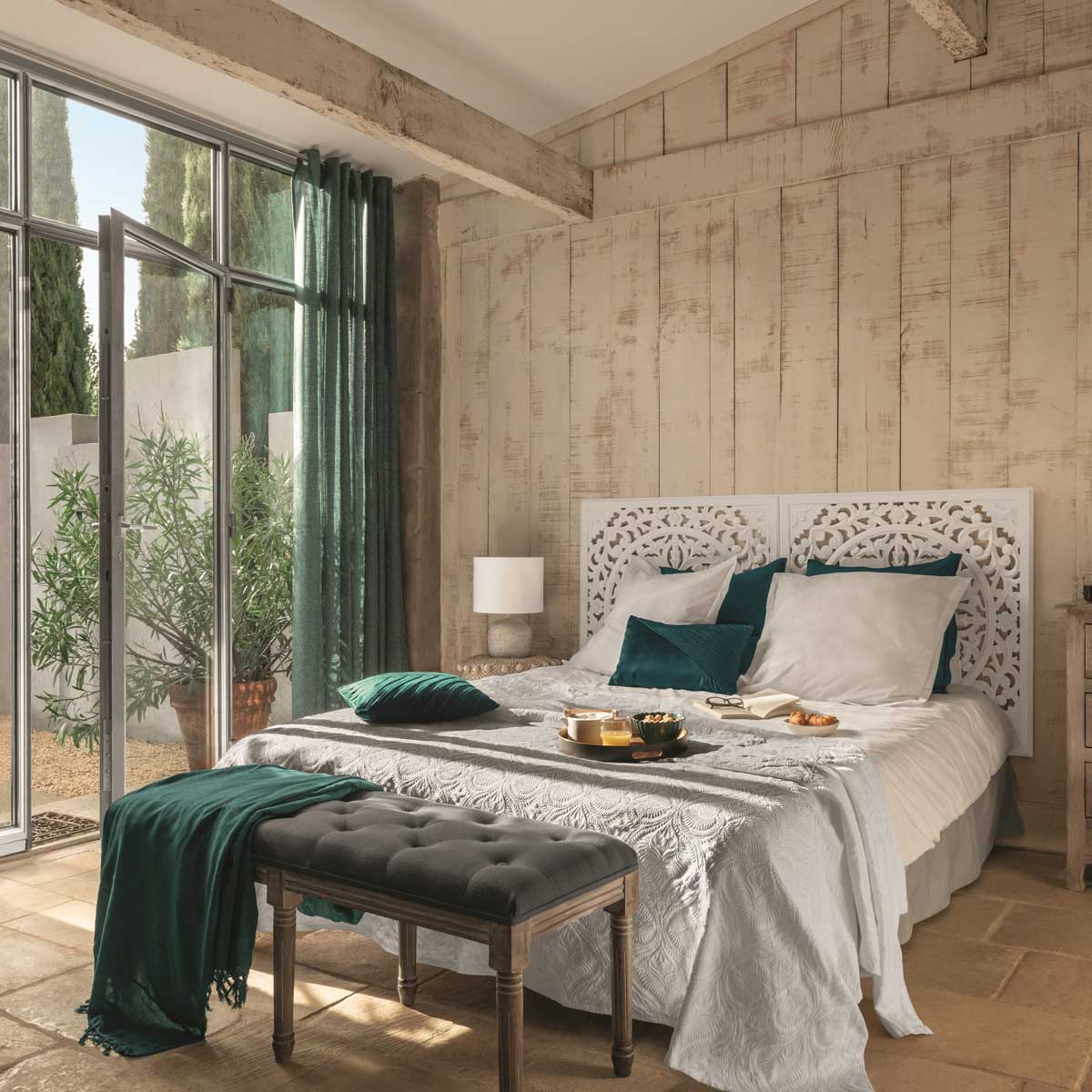 Mural De Madera Tallada Blanco 90x90Cm