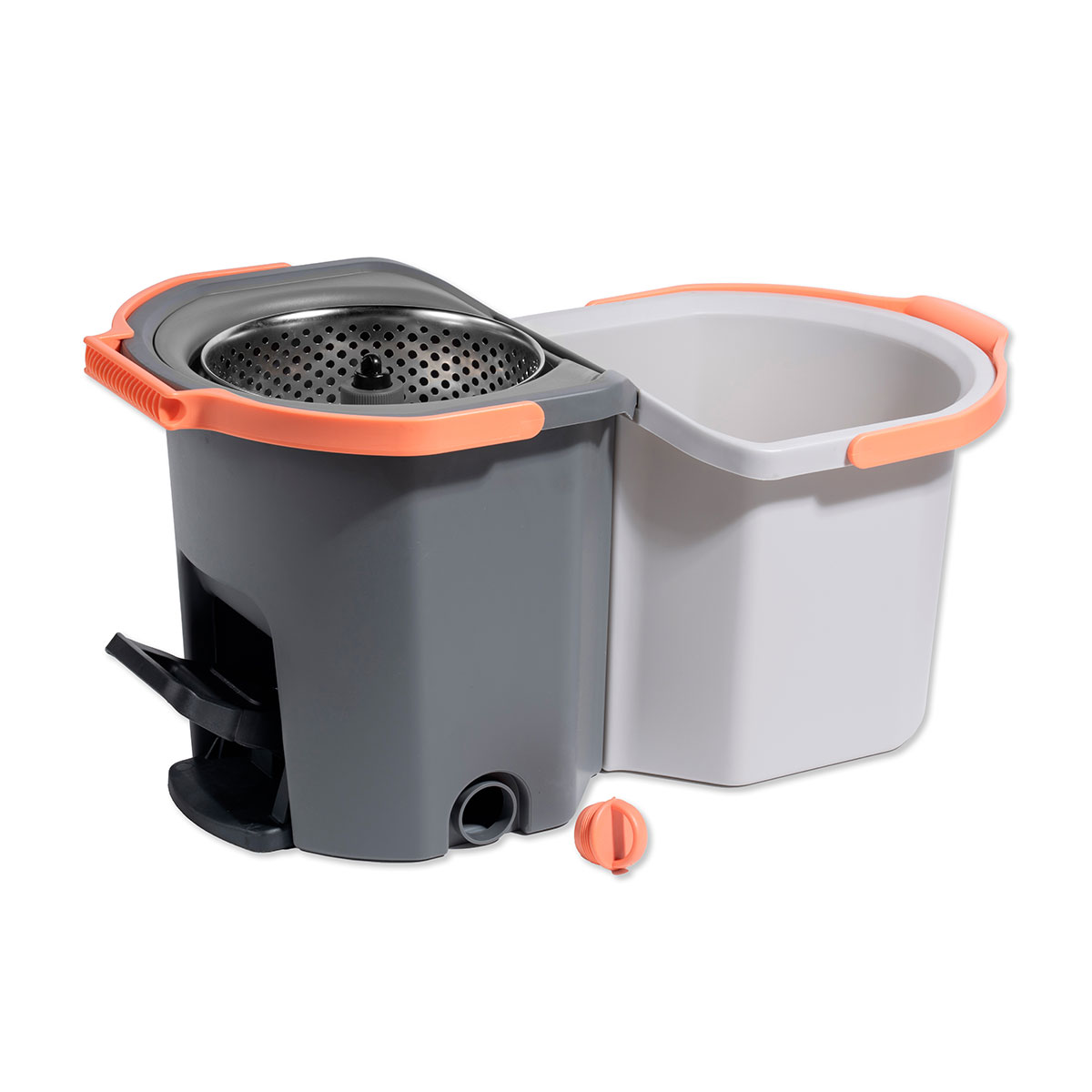Sistema cubo doble con pedal y fregona giratoria 