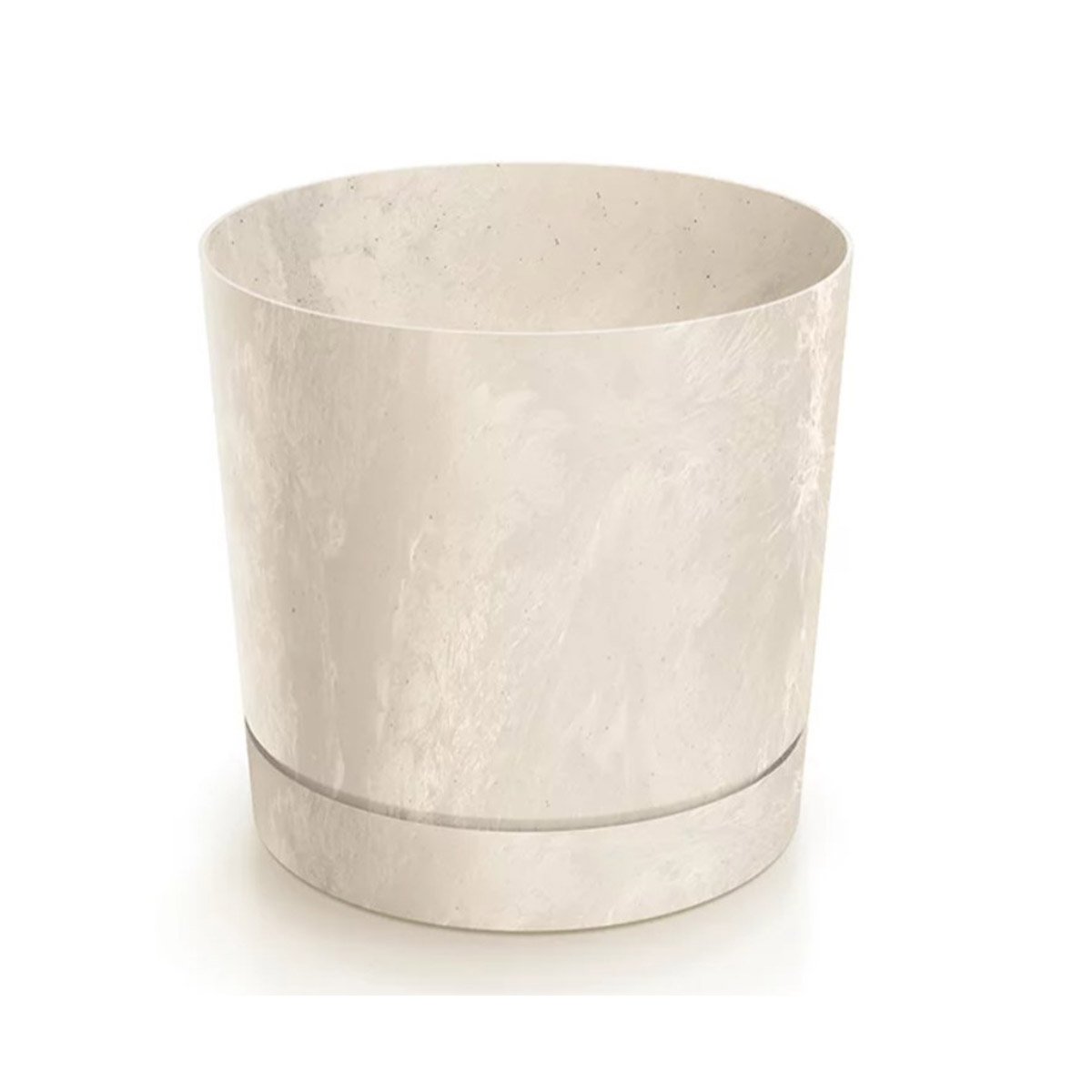 Maceta TUBO efecto cemento beige 32.6x33.8x33.8cm