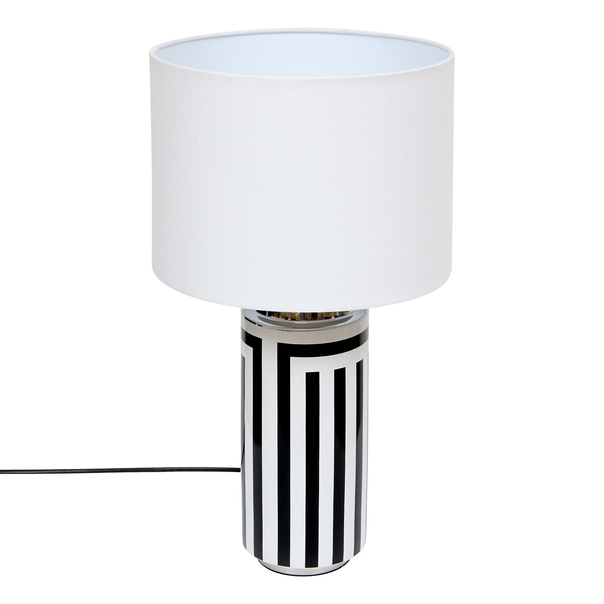 L&aacute;mpara de mesa negro y blanco de cer&aacute;mica 50cm