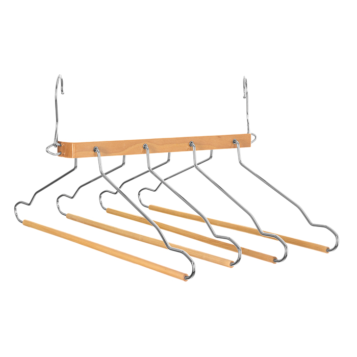 Percha de madera para 4 camisas y pantalones