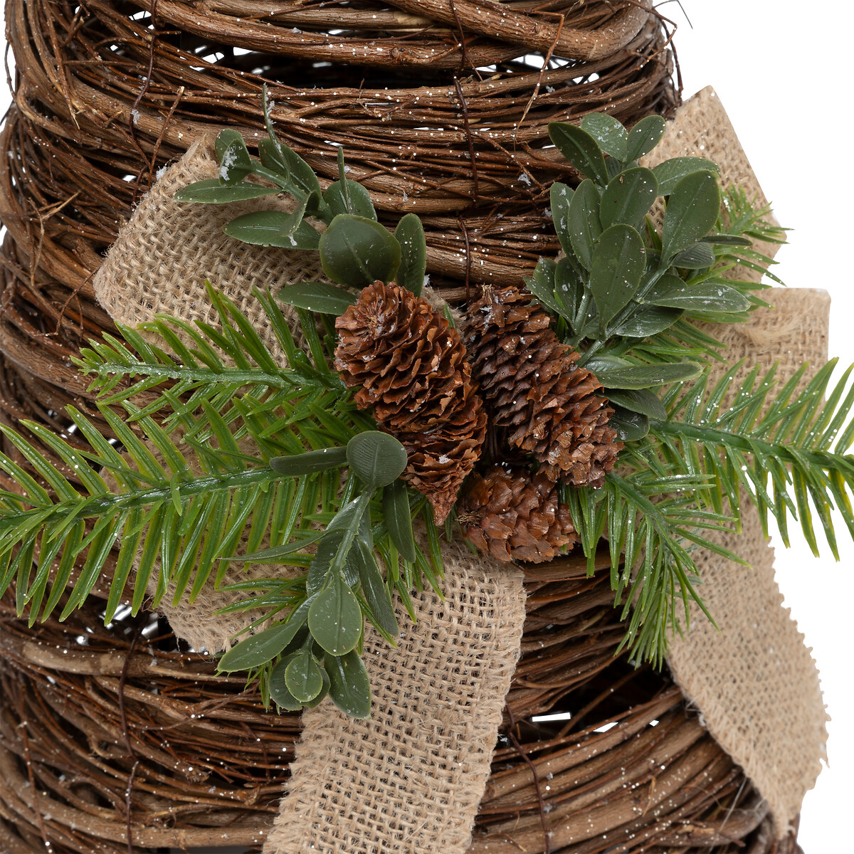 Cono decorativo ramas con lazo de yute 61cm