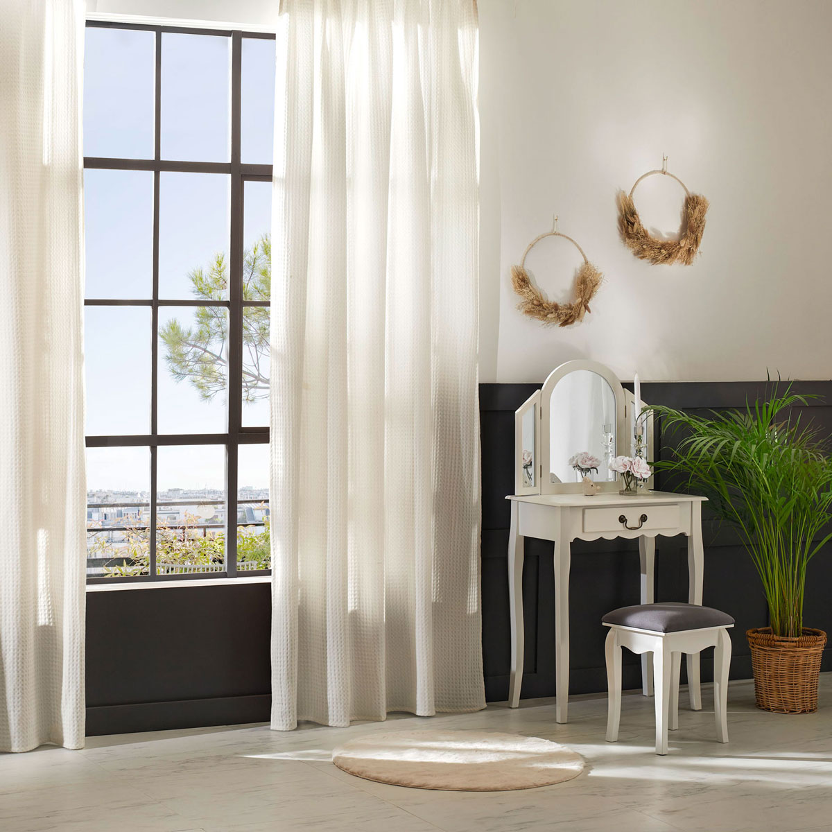 Cortina The Floral Waffle Blanca 130x160cm