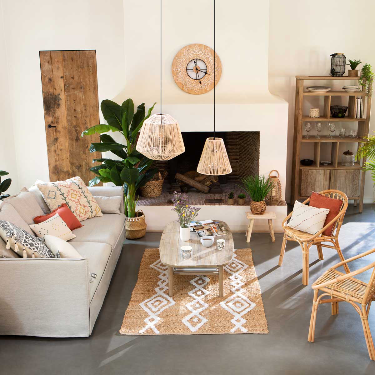 Candeeiro De Teto Etnic Giada Cone Em Corda