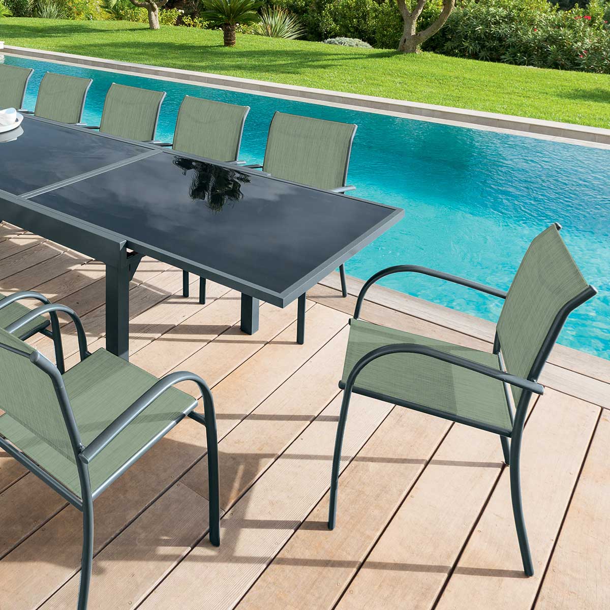 Silla PIAZZA verde oliva y graphite