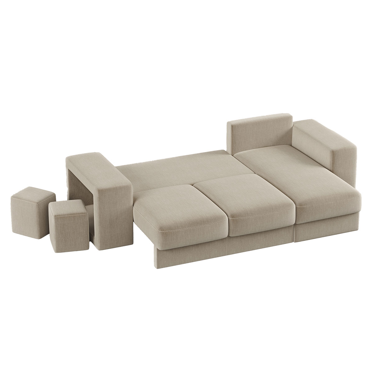 Sof&aacute; cama con chaise longue TRENTO beige