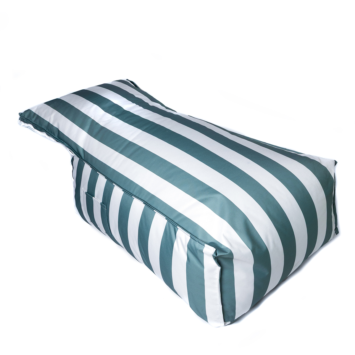 Puf sof&aacute; impermeable a rayas blancas y verdes