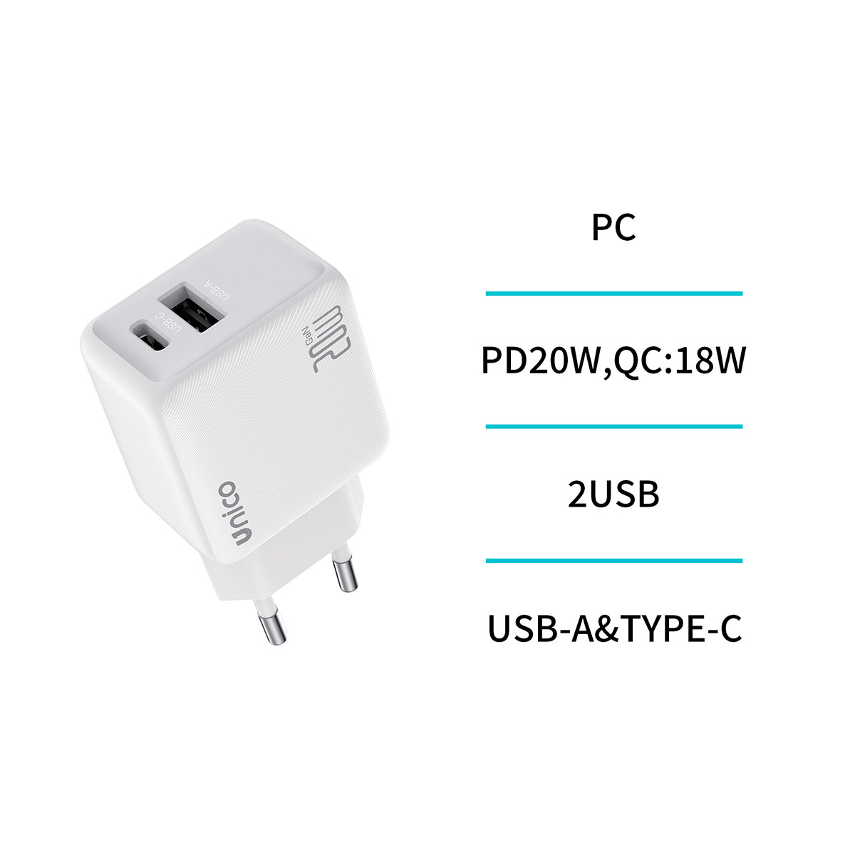 Cargador USB 18W Blanco