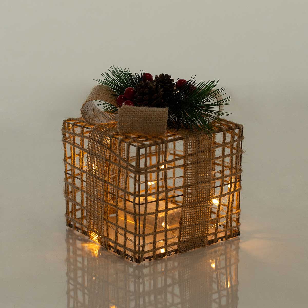 Caja de regalo decorativa dorada 15cm