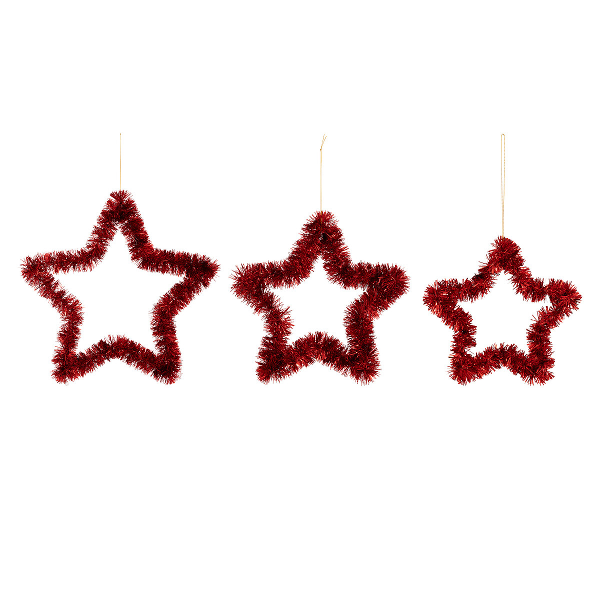 Set de 3 Adorno navideños estrella 40cm rojo 