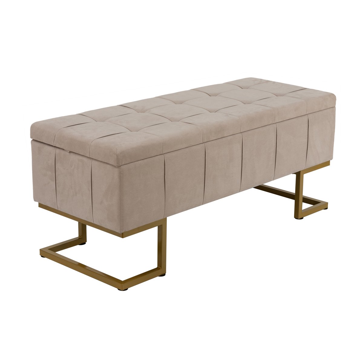Taburete doble LUCE de terciopelo beige
