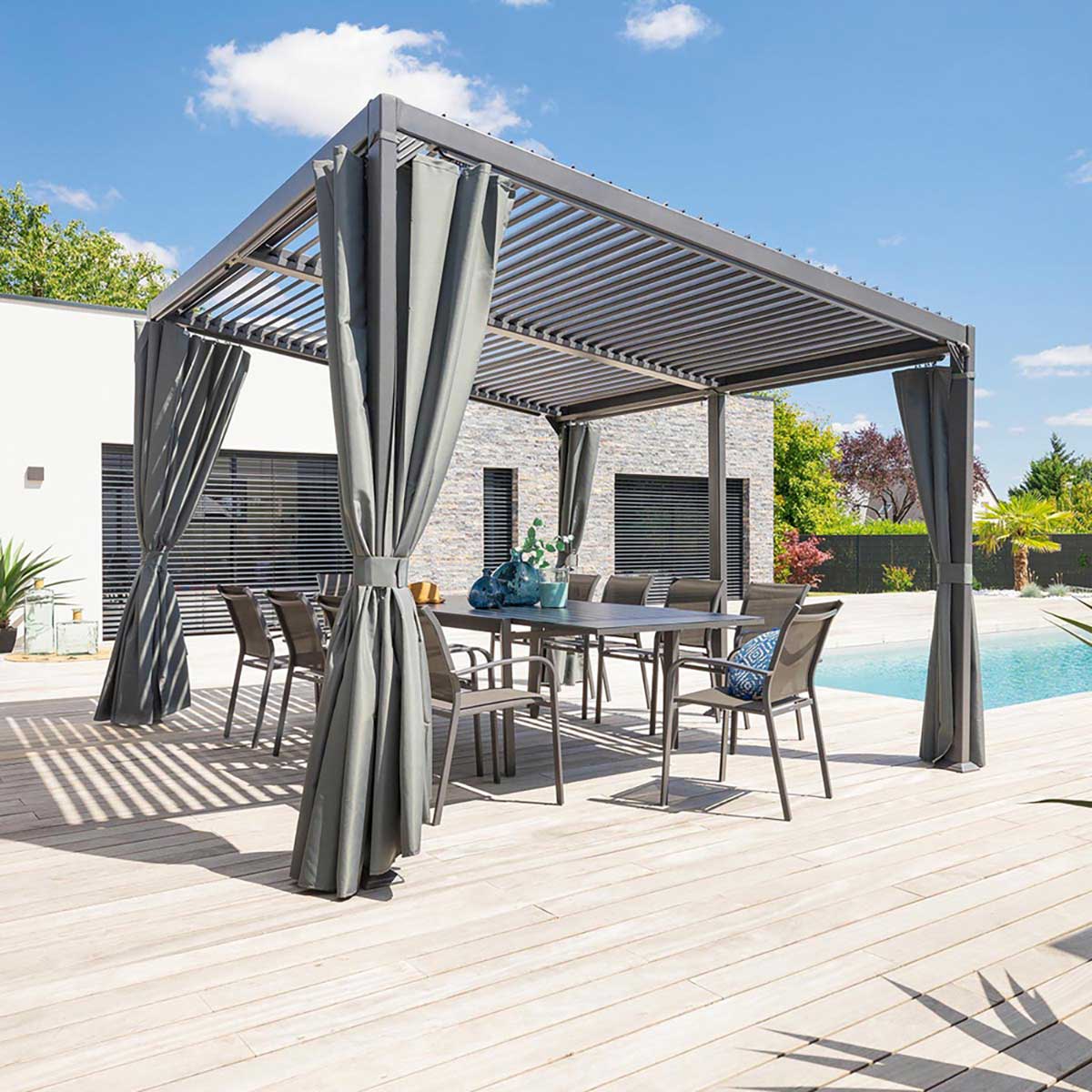 P&eacute;rgola AVILA gris graphite 3x4m