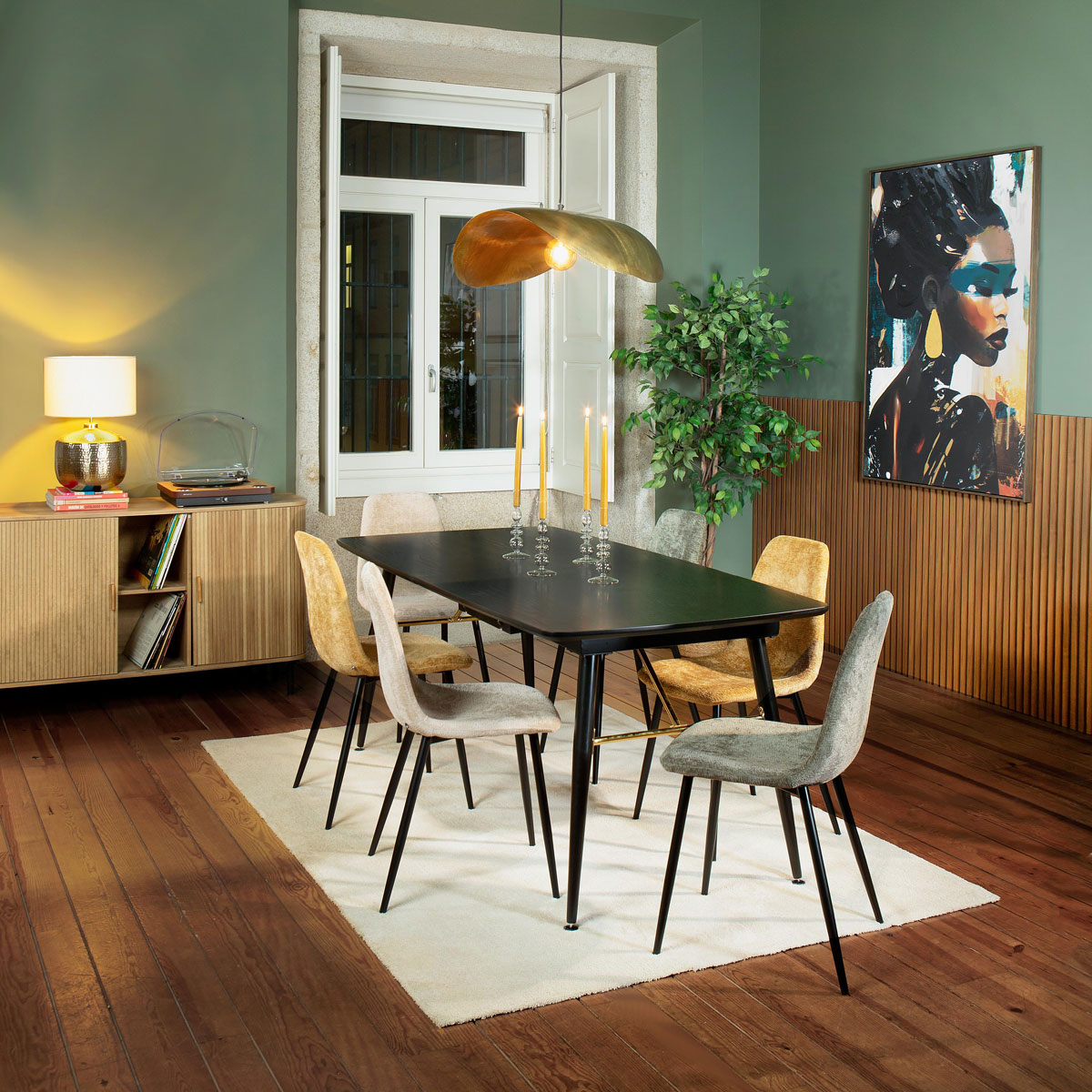 Mesa de comedor extensible AUBREY negra