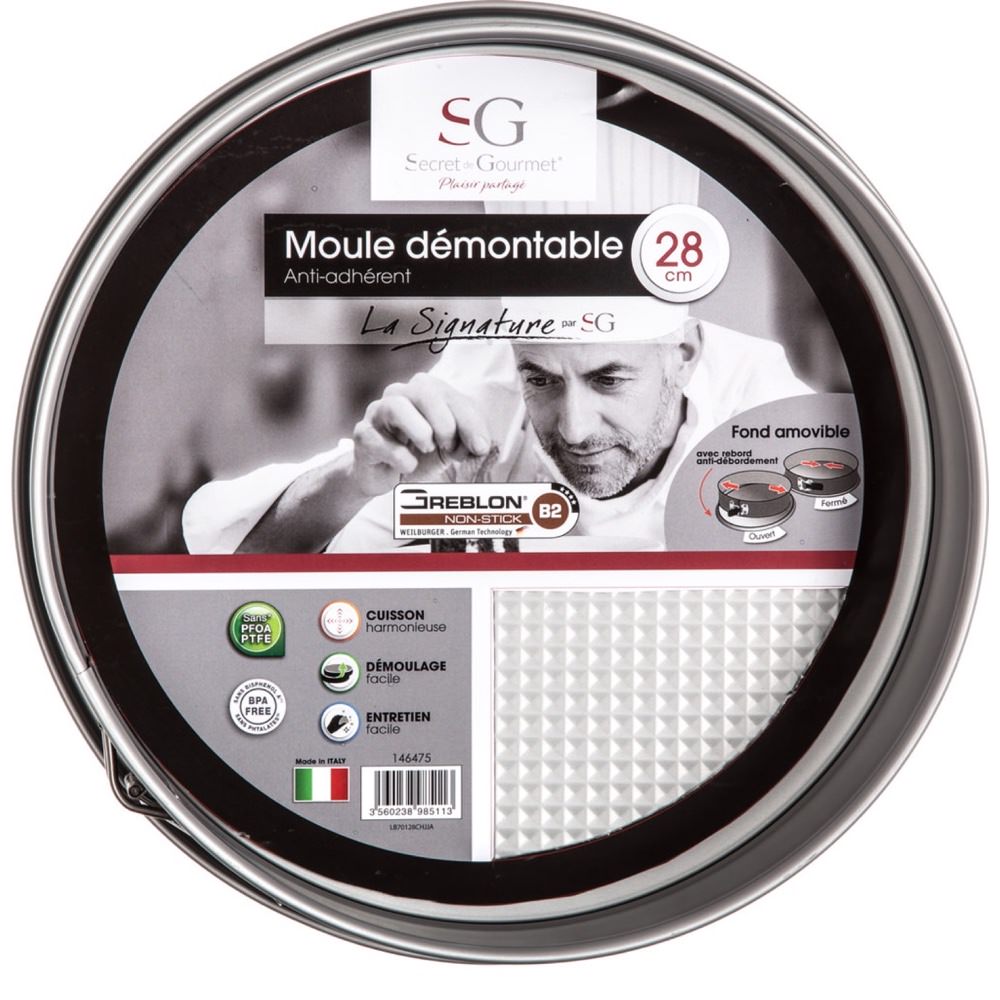 Molde Redondo Desmontable Negro 28Cm