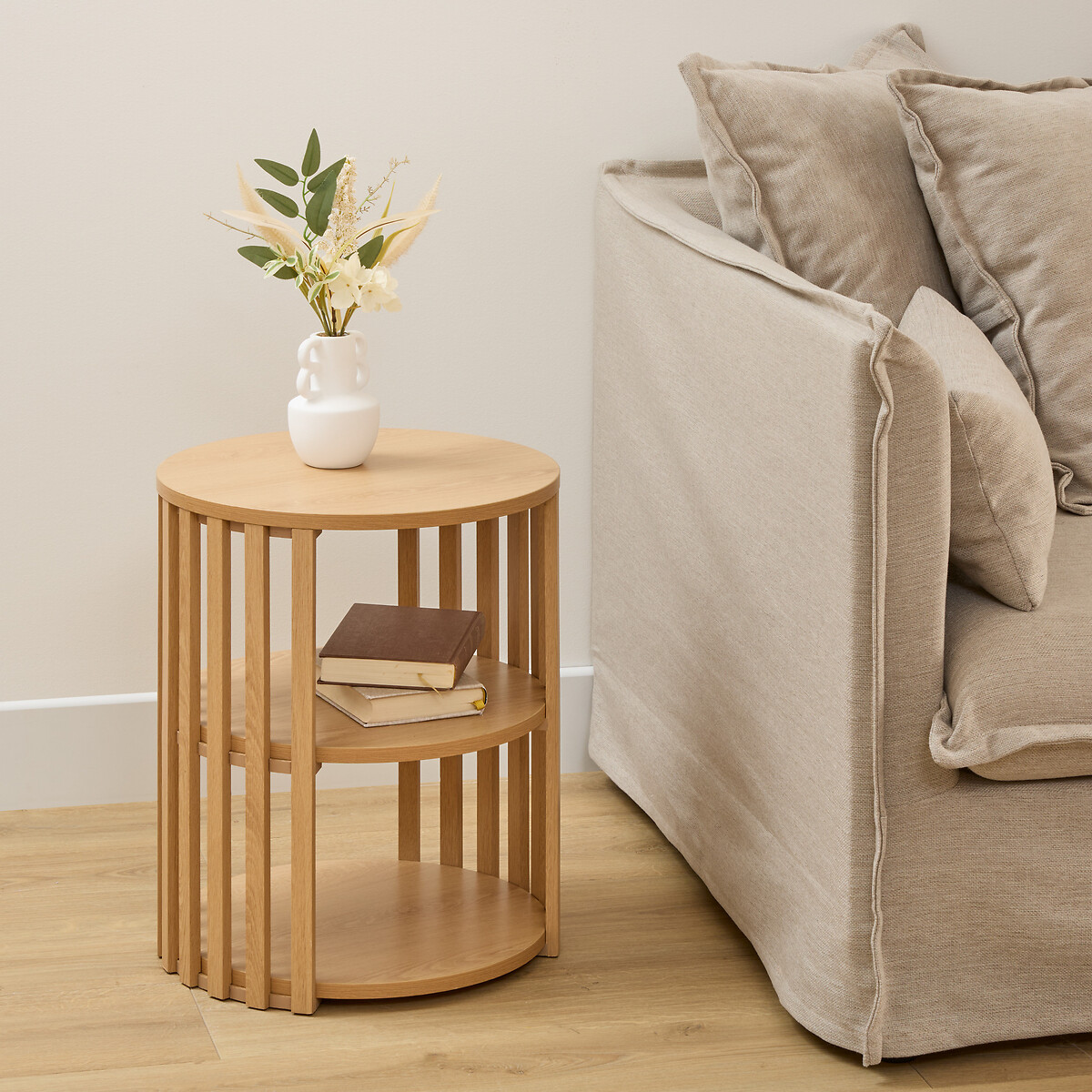 Mesa auxiliar SLAT beige D40x48cm